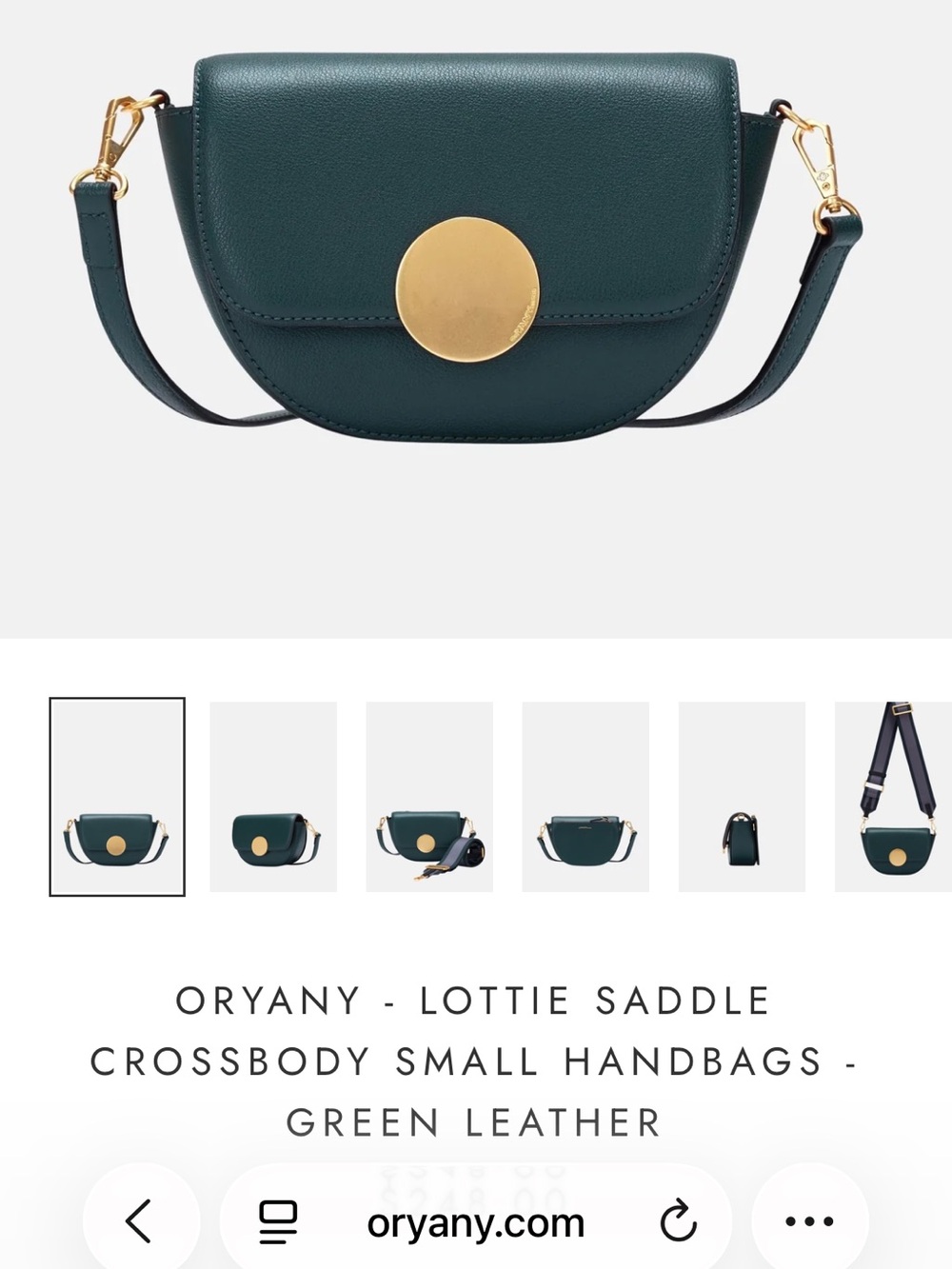 orYANY Dark Teal Crossbody Bag with Gold Hardware